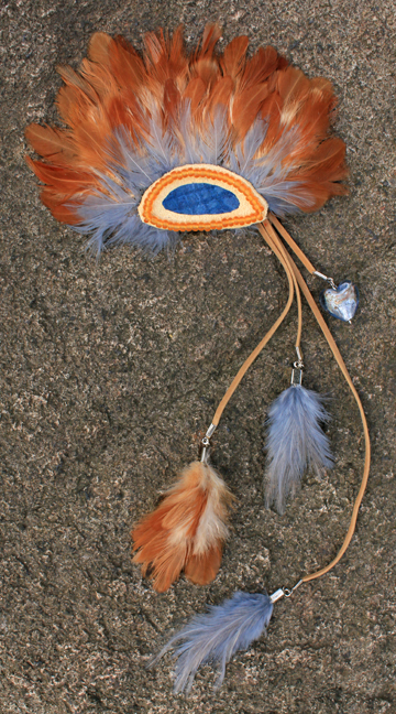 blue serpent & heart - contemporary Native American hairpiece fashion accessory by Tatakwan 