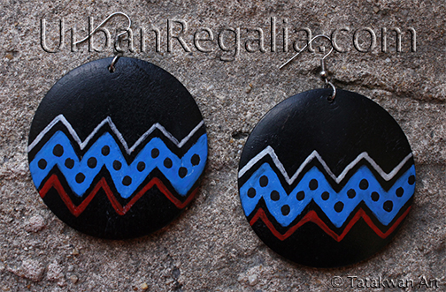 tipisk zigzag wood earrings - hand painted contemporary Native American jewelry by Urban regalia