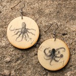 b&w octopus vintage animal image earrings by Urban Regalia