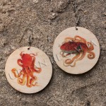 orange octopus vintage animal image earrings by Urban Regalia